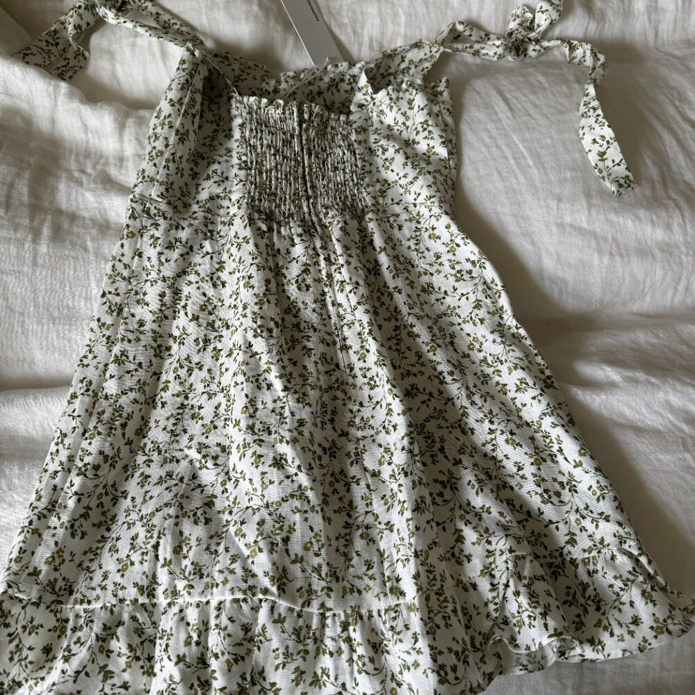 Reformation Desiree Green and White Floral (Ivy) Linen Dress, Size 0, NWT - Picture 4 of 7